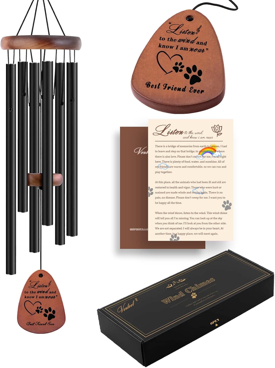 Pet Memorial Wind Chime, 28" Dog Memorial Gifts for Loss of Dog, Pet Loss Sympathy Bereavement Remembrance Gift - view 2