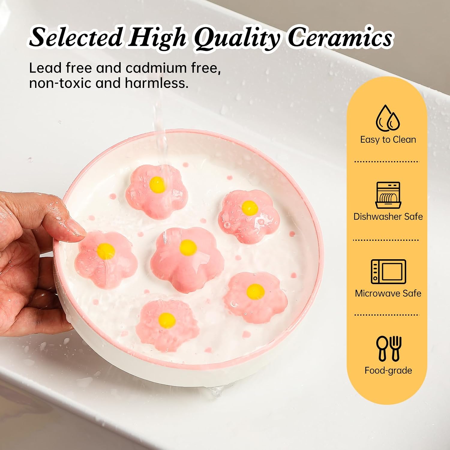 Ceramic slow feeder cat bowl, 6.3" whisker friendly anti-vomit, blush | shallow cat puzzle feeder, slow eating 3x, dry & wet food, cute flower-shaped maze, microwave & dishwasher safe, 6.3" X 1.2" - view 5
