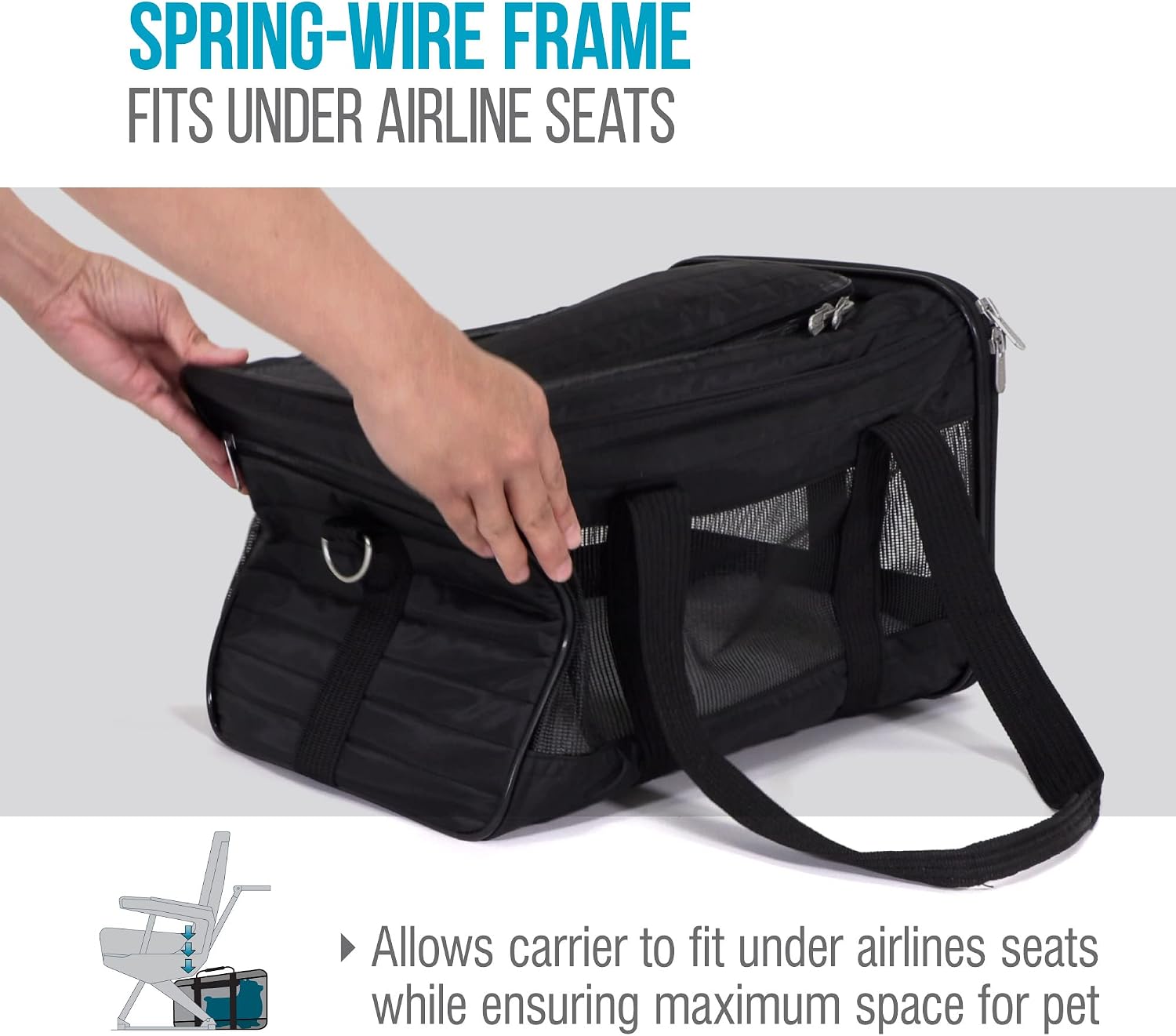 Sherpa Original Deluxe Travel Pet Carrier, Airline Approved & Guaranteed On Board - Black, Medium - view 8
