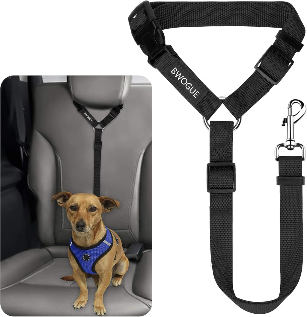 Dog seat belt for car, headrest restraint safety lead, dogs cats | adjustable 18-30 in length, headrest loop for car travel, 2-in-1 seat belt and leash, use with dog harness, zinc alloy snap