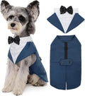 Dog Tuxedo, Dog Suit and Bandana Set, Dogs Costume with D-Ring | Formal Dog Outfit with Detachable Bowtie Collar for Wedding, Birthday, Party, Christmas, Halloween, Royal Blue M