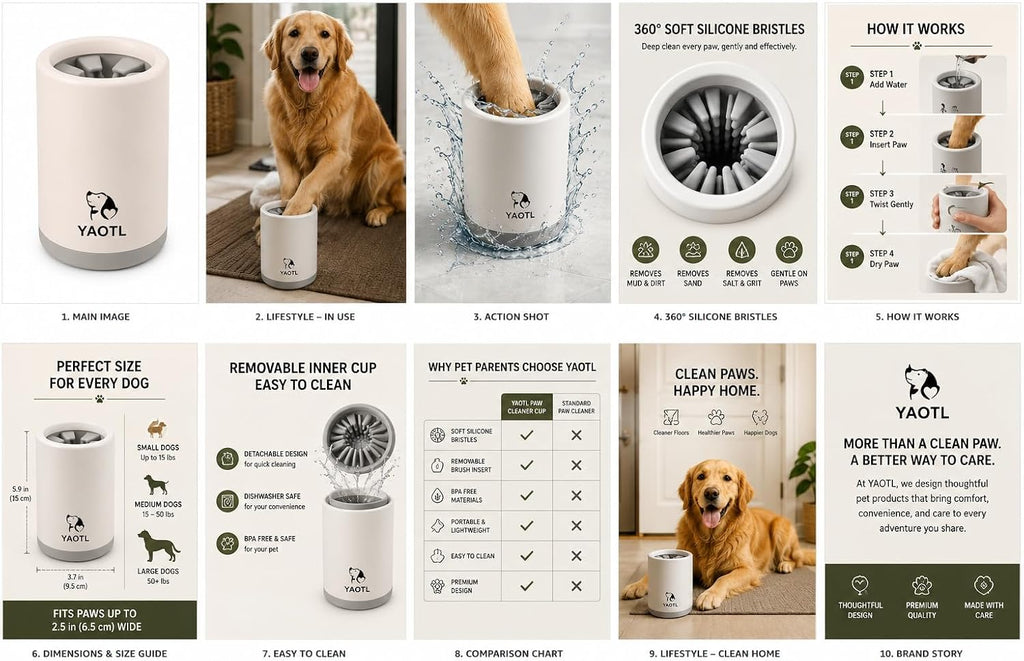 YAOTL Dog Paw Cleaner Cup, Portable Muddy Paw Washer with Soft Silicone Bristles, Easy Clean Pet Paw Cleaner for Small, Medium & Large Dogs - view 3