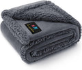 Waterproof Pet Blanket, Liquid Pee Proof Dog Blanket for Sofa Bed Couch, Reversible Sherpa Fleece Furniture Protector Cover for Small Medium Large Dogs Cats, Dark Gray Small（40" x 28"） | waterproof pet blanket sherpa fleece reversible couch cover bed prot
