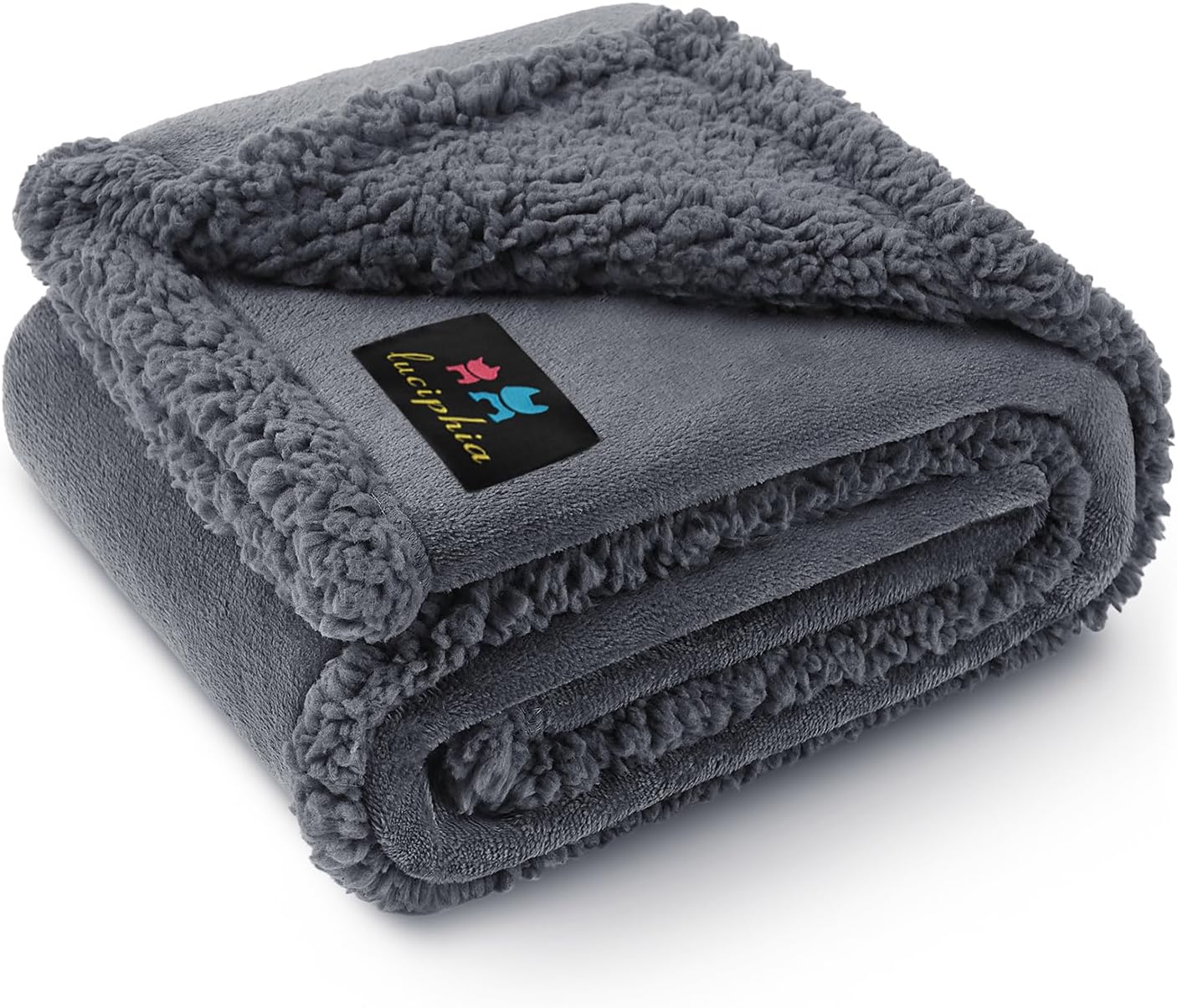Waterproof Pet Blanket, Liquid Pee Proof Dog Blanket for Sofa Bed Couch, Reversible Sherpa Fleece Furniture Protector Cover for Small Medium Large Dogs Cats, Dark Gray Small（40" x 28"） | waterproof pet blanket sherpa fleece reversible couch cover bed prot