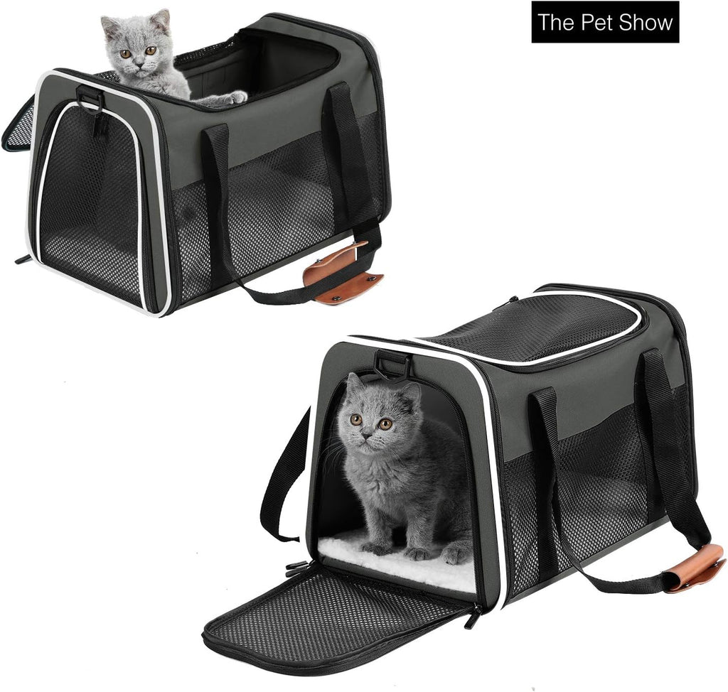 Cat carrier - portable foldable dog pet carrier, soft-sided pet bag up to 15 lbs, airline approved travel puppy carrier - view 3