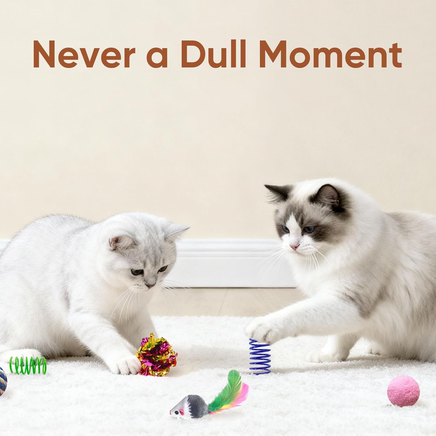 Cat Toys for Indoor Cats, 35 Packs Interactive Cat Toys Set for Kitten | Cat Toy Set with Colorful Spring, Mouse & Bell Ball, Variety Pack for Bored Kittens & Adults Self Play, Cat Toy Bulk - view 3