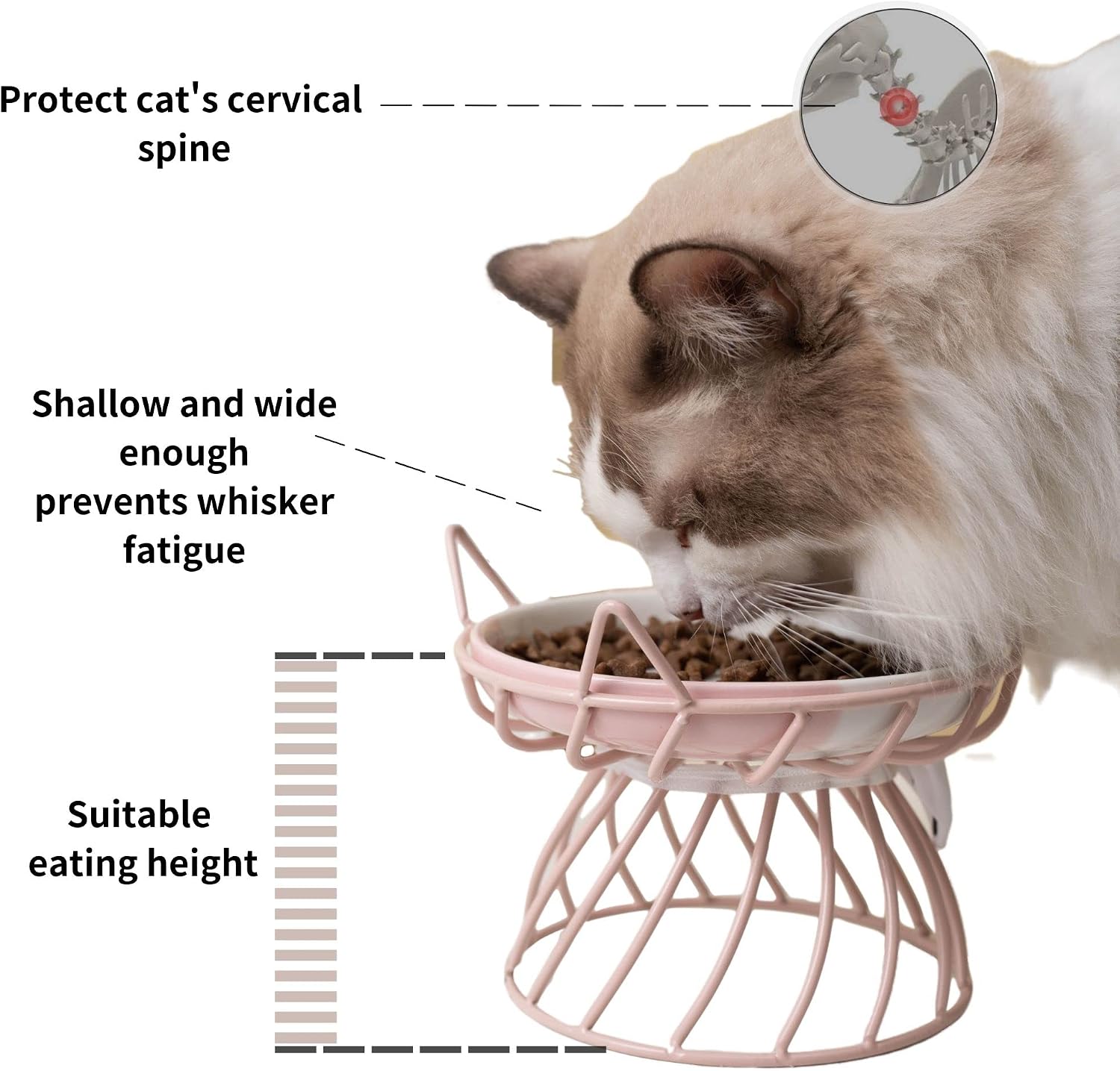 Elevated ceramic cat bowl, detachable design, yellow | detachable bowl elevated design whisker friendly non-slip pads premium ceramic - view 3