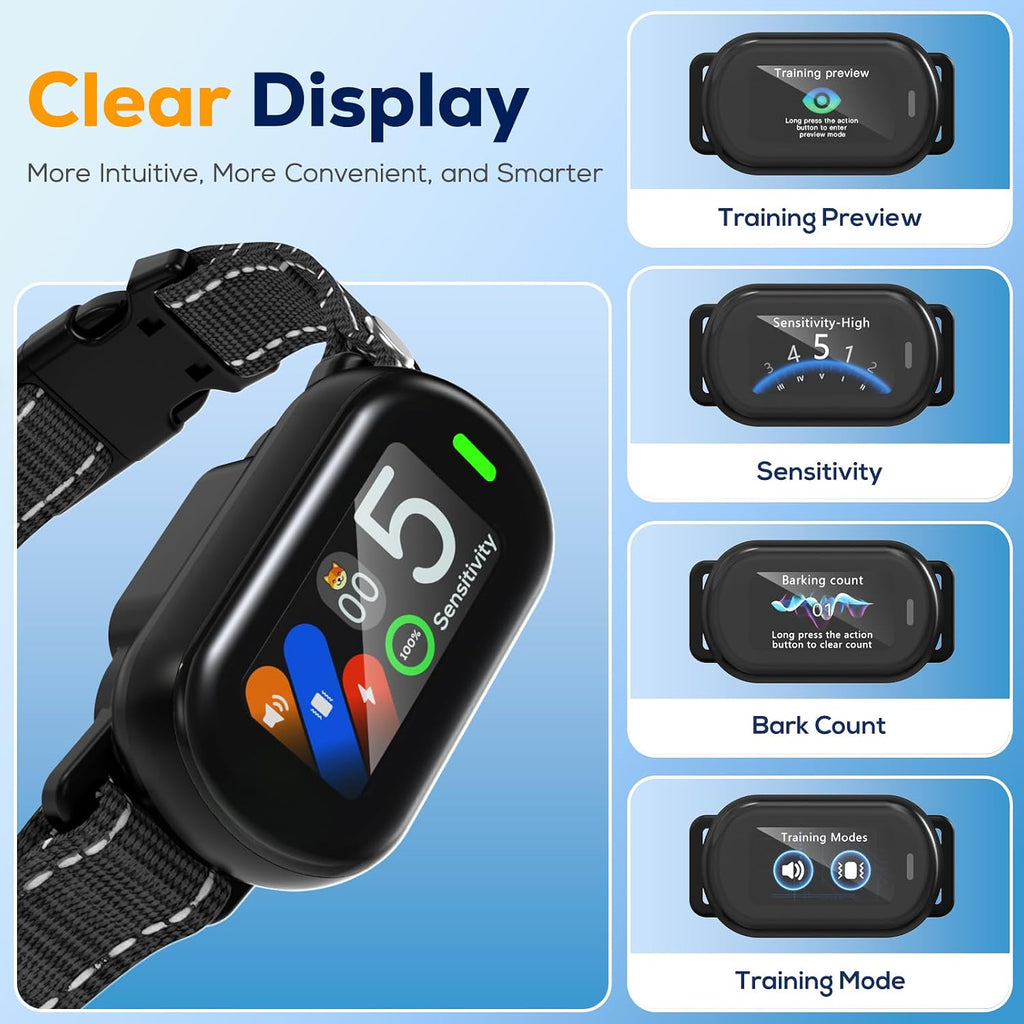 Dog Bark Collar for Large Medium Small Dogs, Smart Anti Bark Collar with Beep & Vibration, 5 Training Modes, 5 Adjustable Sensitivity, IP67 Waterproof, Rechargeable Barking Collar, 300mAh Battery - view 6