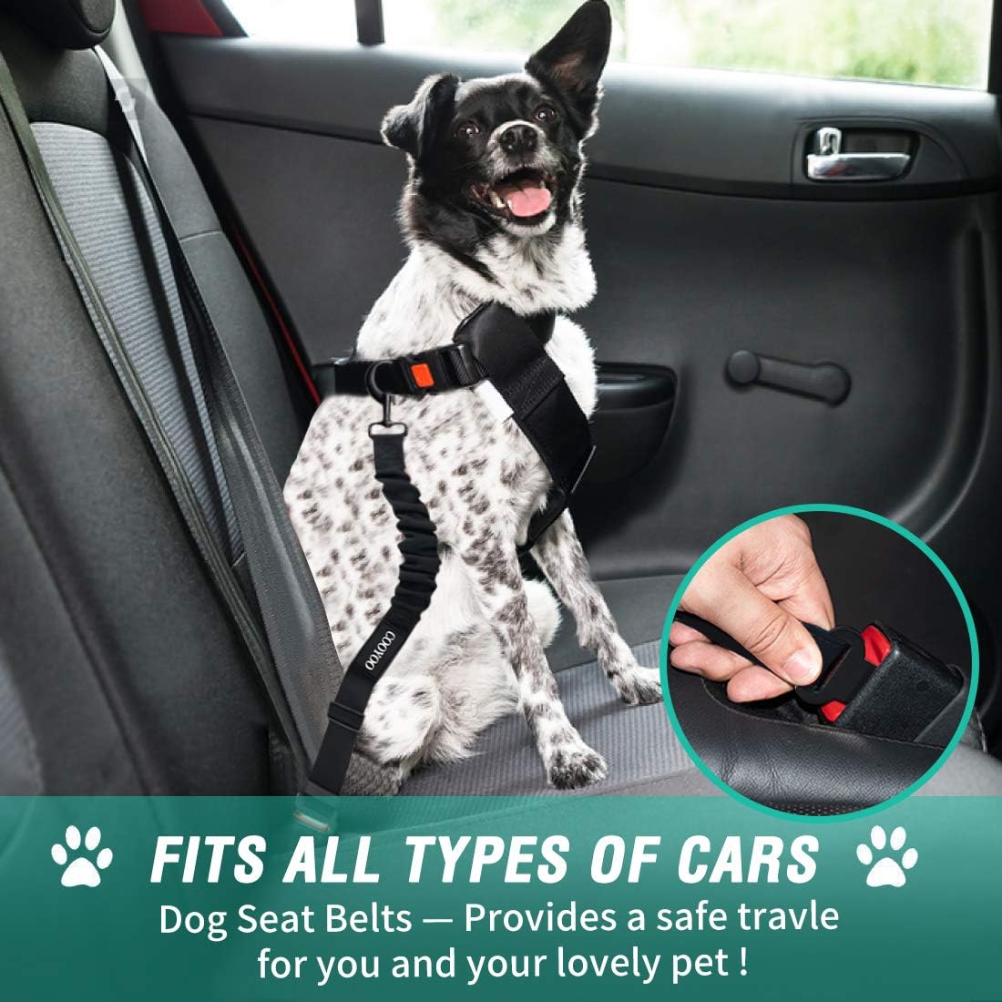 Dog Seat Belt, Durability Retractable Dog Car Harness Adjustable Dog Seat Belt for Vehicle Nylon Pet Safety Seat Belts Heavy Duty & Elastic (1 Pack Black) - view 6