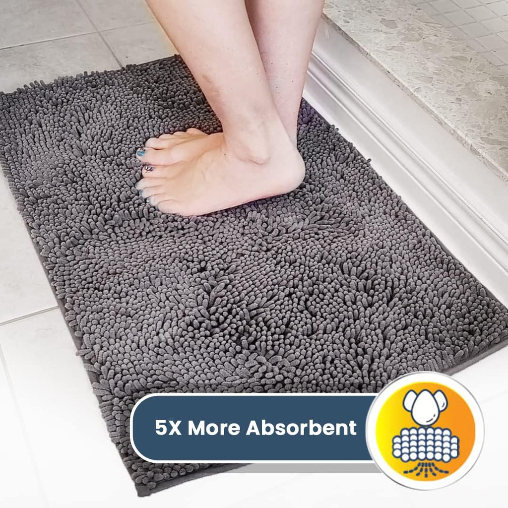Super Water Absorbent Door Mat Indoor, Microfiber Quick Dry Chenille Entryway Rug, Slip Resistant Front Door Mat, Indoor Mats for Entryway, Machine Washable Pet Rug, Grey 30"x19" - view 4