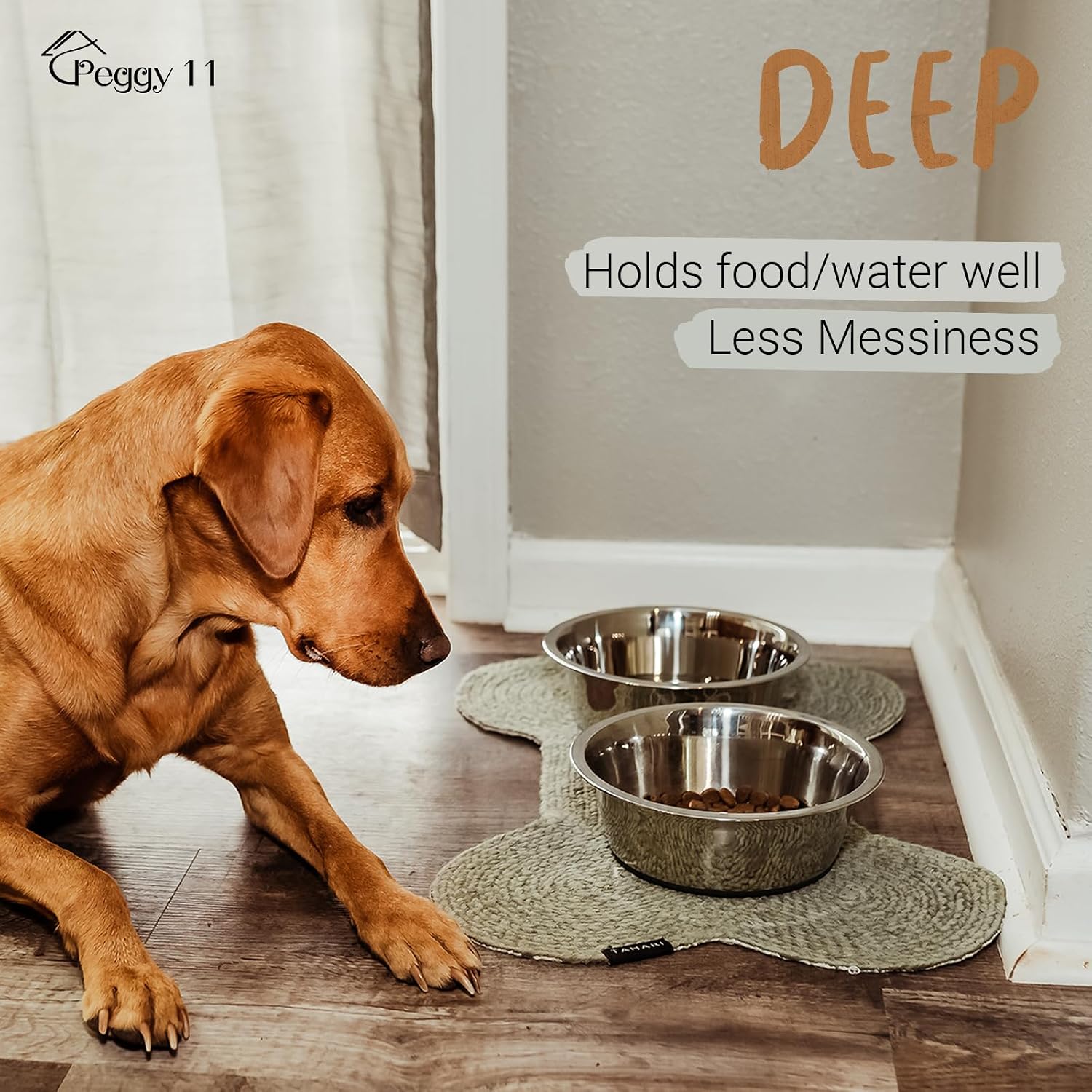 Deep stainless steel anti-slip dog bowls - 2-pack, 8 cups - view 4