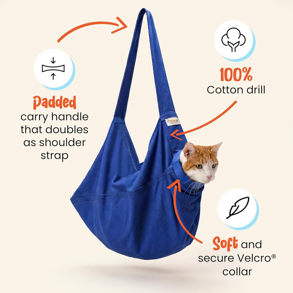 Cat-in-the-Bag Cozy Comfort Carrier - Large Cobalt Blue Cat Carrier Soft for Grooming, Vet Visits, Medication Administration, Dental Care, Nail Trimming, and Car Travel - view 2