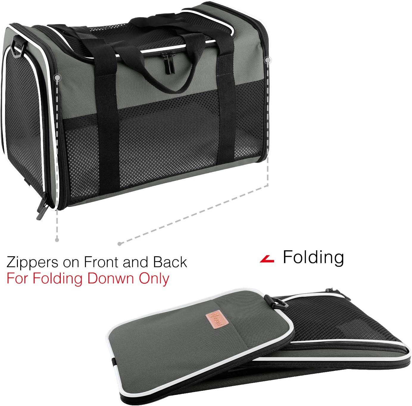 Cat carrier - portable foldable dog pet carrier, soft-sided pet bag up to 15 lbs, airline approved travel puppy carrier - view 7