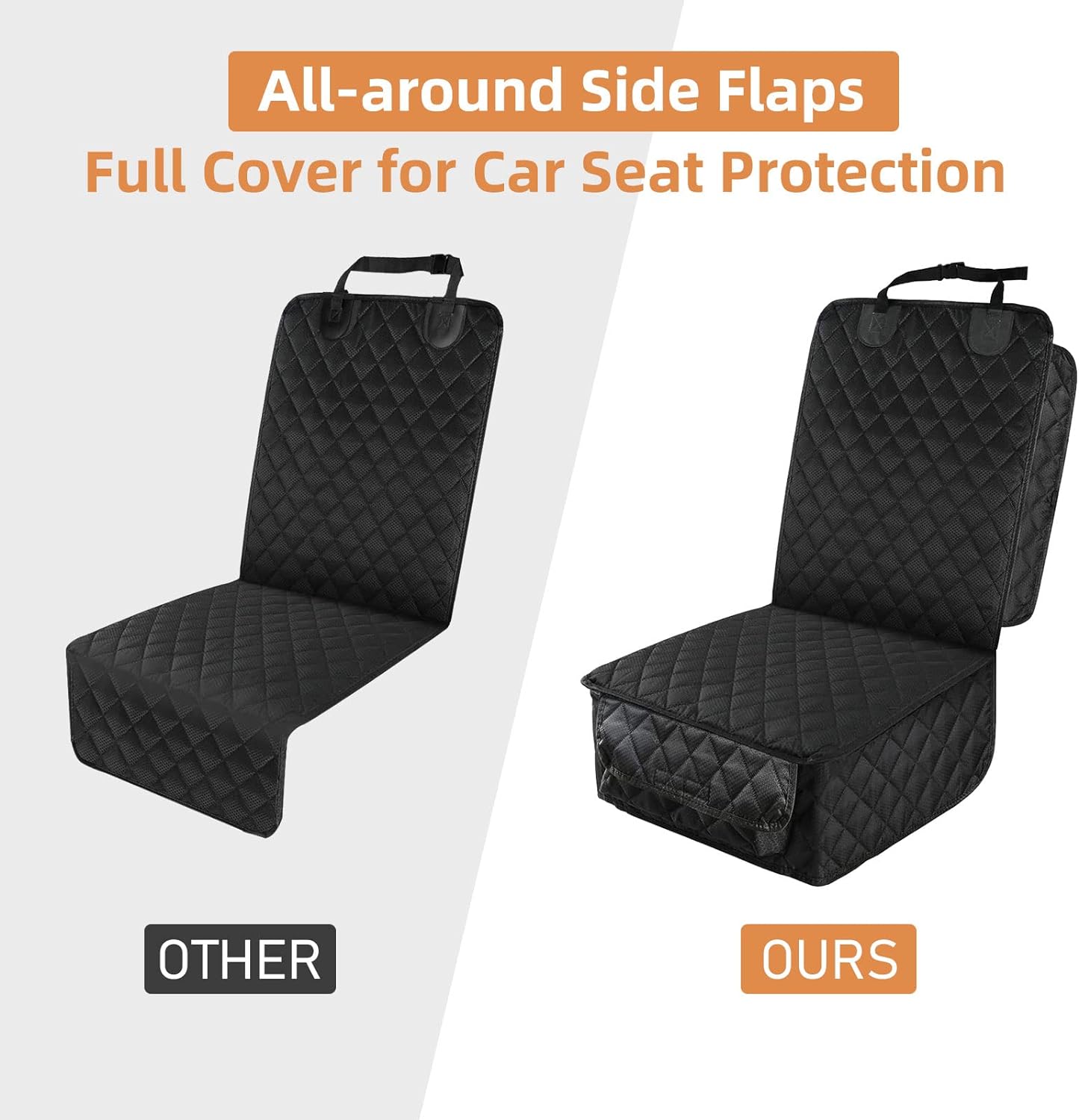 Waterproof Front Seat Car Cover 2 Pack, Full Protection | Dog Car Seat Cover with Side Flaps, Nonslip Scratchproof Captain Chair Seat Cover Fits for Cars, Trucks, SUVs, Jeep, Black - view 4