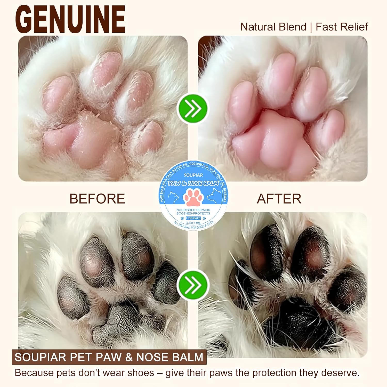 Vet-Approved Dog Paw Balm & Nose Butter 2.1oz - Lick-Safe All-Natural Moisturizer with Coconut Oil, Nourishes Dry Paws & Noses, Protects Against Hot Pavement & Winter Cold for Dogs, Cats & Horses - view 4