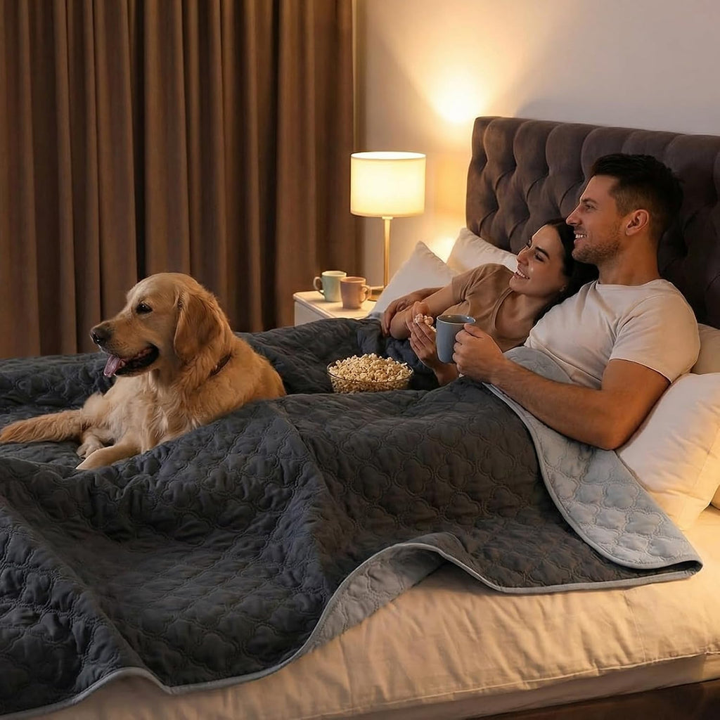 Waterproof Dog Blanket, Couch Cover for Dogs Washable, Reversible Dog Bed Cover.(Dark＆Light Grey, 82 X 102 Inch - 1 Pack) - view 3