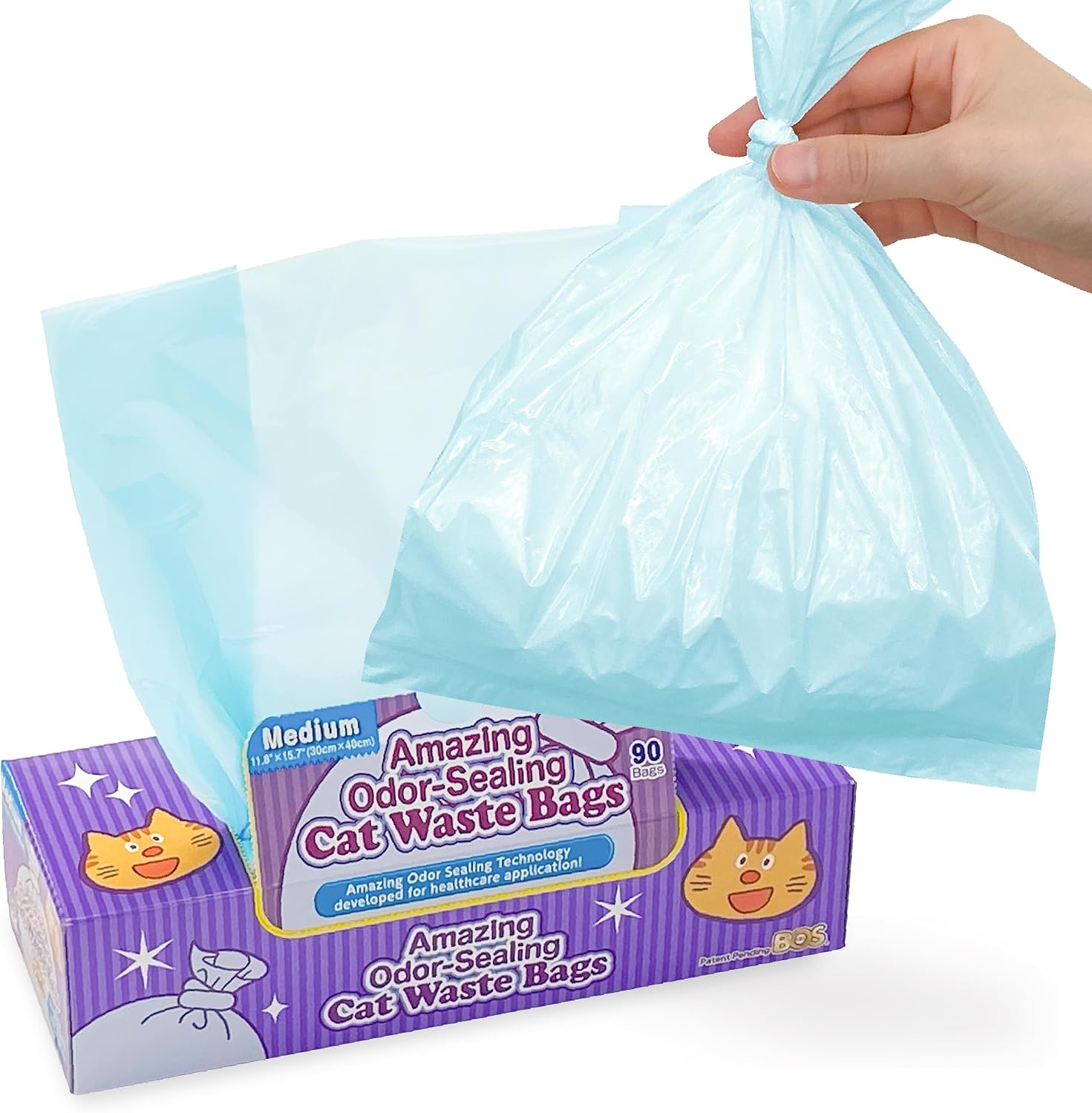 Amazing Odor Sealing Cat Waste Disposal Bags - Durable and Unscented [Size: M, Color: Light blue] (90 count, Pack of 3) (90 Bags) - view 7