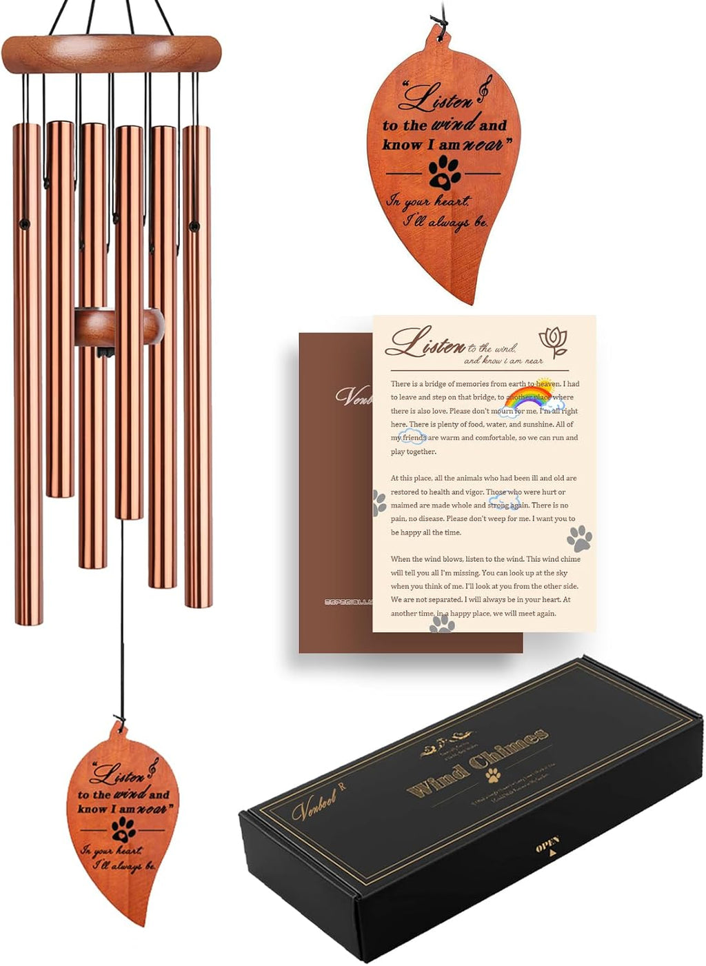 Pet Memorial Wind Chime, 28" Dog Memorial Gifts for Loss of Dog, Pet Loss Sympathy Bereavement Remembrance Gift - view 6
