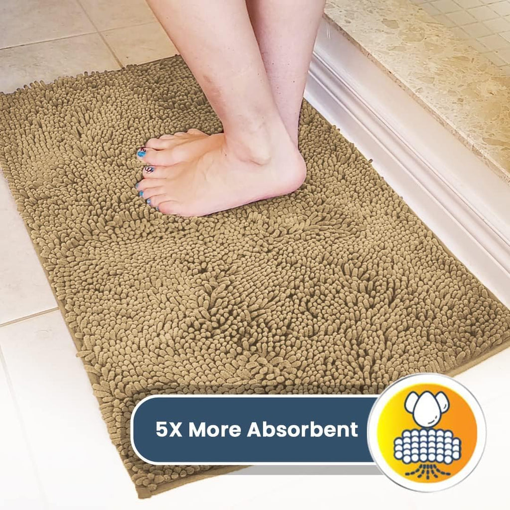 Pack of 3 Highly Absorbent Microfiber Dog Door Mat and Pet Rug, Non Slip Thick Washable Area Mat Soft Chenille for Kitchen Bathroom Bedroom and Outdoor - Beige Small, Medium & Large - view 4