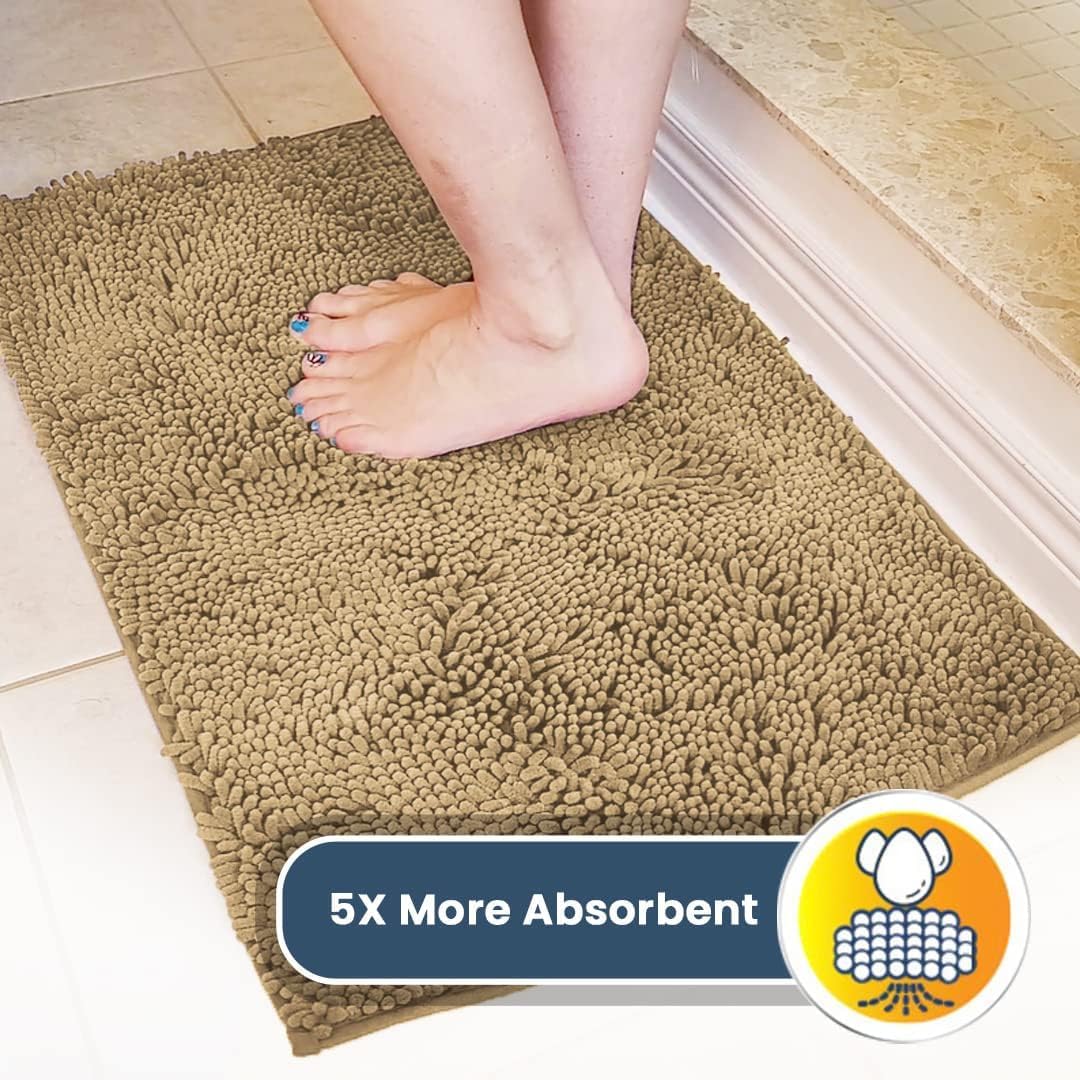 Pack of 3 Highly Absorbent Microfiber Dog Door Mat and Pet Rug, Non Slip Thick Washable Area Mat Soft Chenille for Kitchen Bathroom Bedroom and Outdoor - Beige Small, Medium & Large - view 4