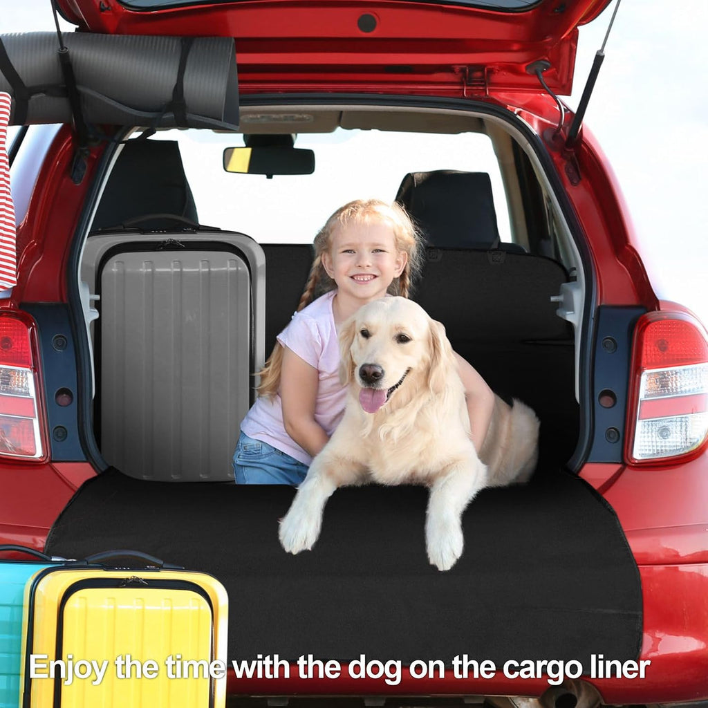 SUV Cargo Liner for Dogs - 55 x 90 Inches Cargo Cover, Black | Water Resistant, Bumper Flap, Low-Profile Padded Car Trunk Dog Cover Prevents Scratches Pet Hair Mud Dirt for SUV Road Trips - view 5