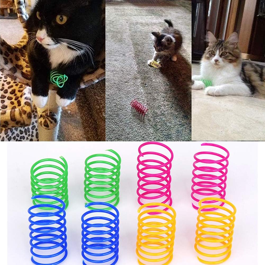 120 Pack Cat Spring Toy, Colorful Interactive Cat Toy Plastic Coil Springs Cat Toy for Swatting, Biting, Hunting Kitten Toys - view 5