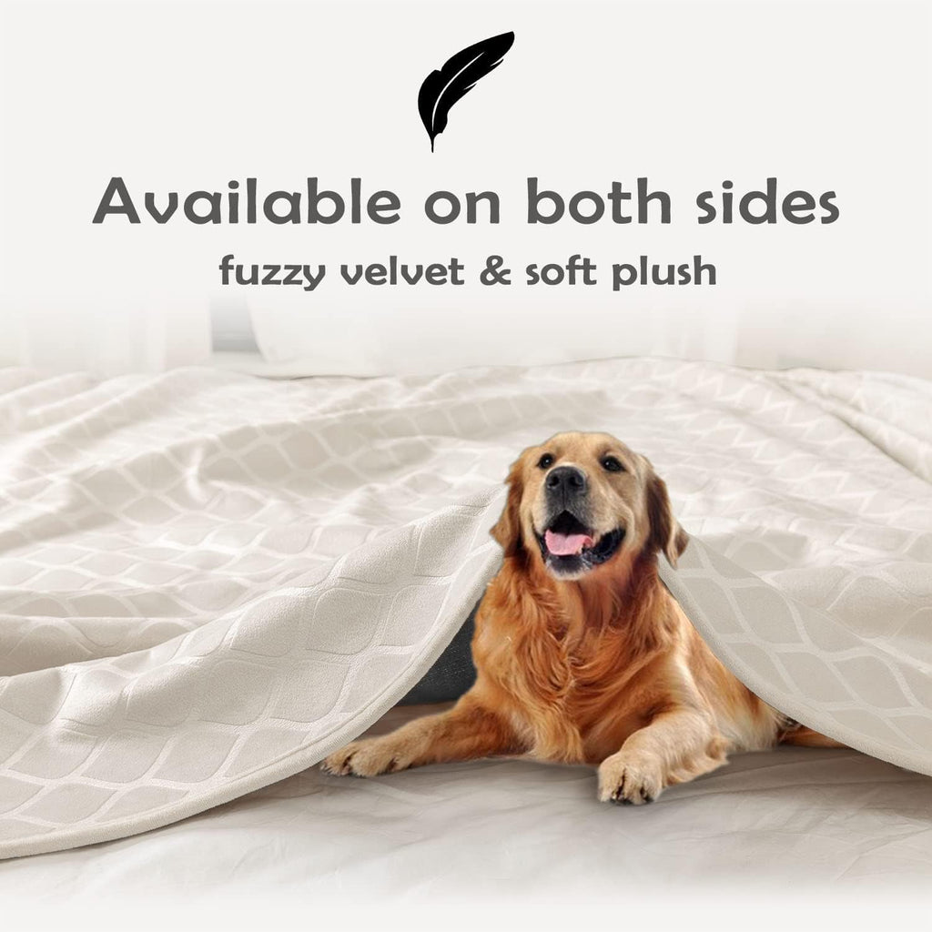 Waterproof Dog Blanket Bed Cover Dog Crystal Velvet Moroccan Fuzzy Cozy Plush Pet Blanket Throw Blanket for Couch Sofa(40 * 60 inch, Cream+Beige) - view 4