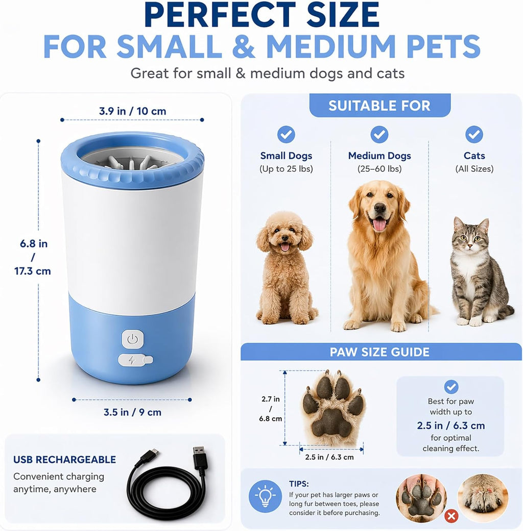 Electric Dog Paw Cleaner Cup – Rechargeable Paw Cleaning Device with Soft Silicone Bristles, Automatic 360° Dog Paw Washer, Portable Pet Foot Washer for Medium Large Dogs - view 6