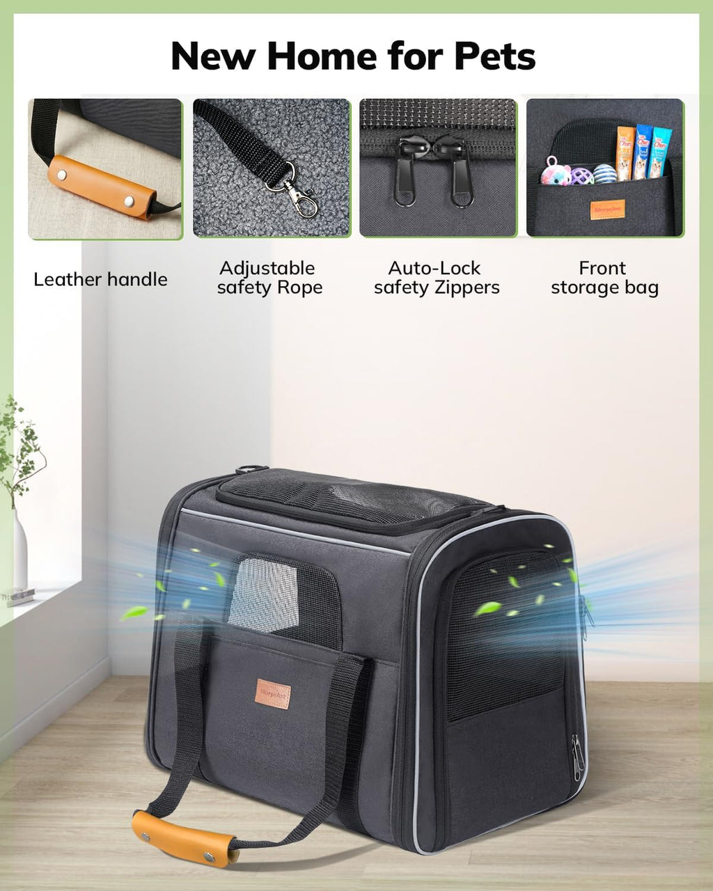 Cat Carrier - Cat Carrier Soft for Medium or Large Cats up to 20lbs, with Dual-Sided Cushion, Secure Buckle and Foldable Bowl, Dog Carriers for Small Dogs - Pet Carrier (Dark Gray) | with Dual-Sided Cushion, Secure Buckle and Foldable Bowl, Dog Carriers f - view 5