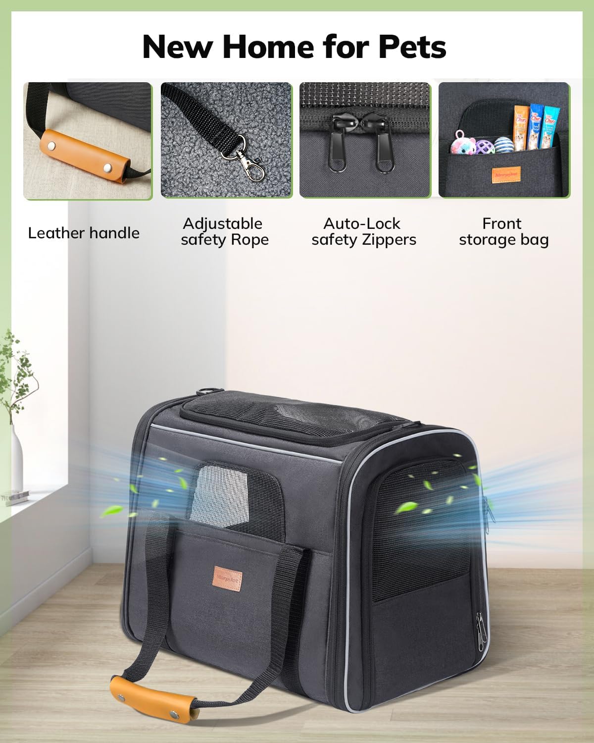 Cat Carrier - Cat Carrier Soft for Medium or Large Cats up to 20lbs, with Dual-Sided Cushion, Secure Buckle and Foldable Bowl, Dog Carriers for Small Dogs - Pet Carrier (Dark Gray) | with Dual-Sided Cushion, Secure Buckle and Foldable Bowl, Dog Carriers f - view 5