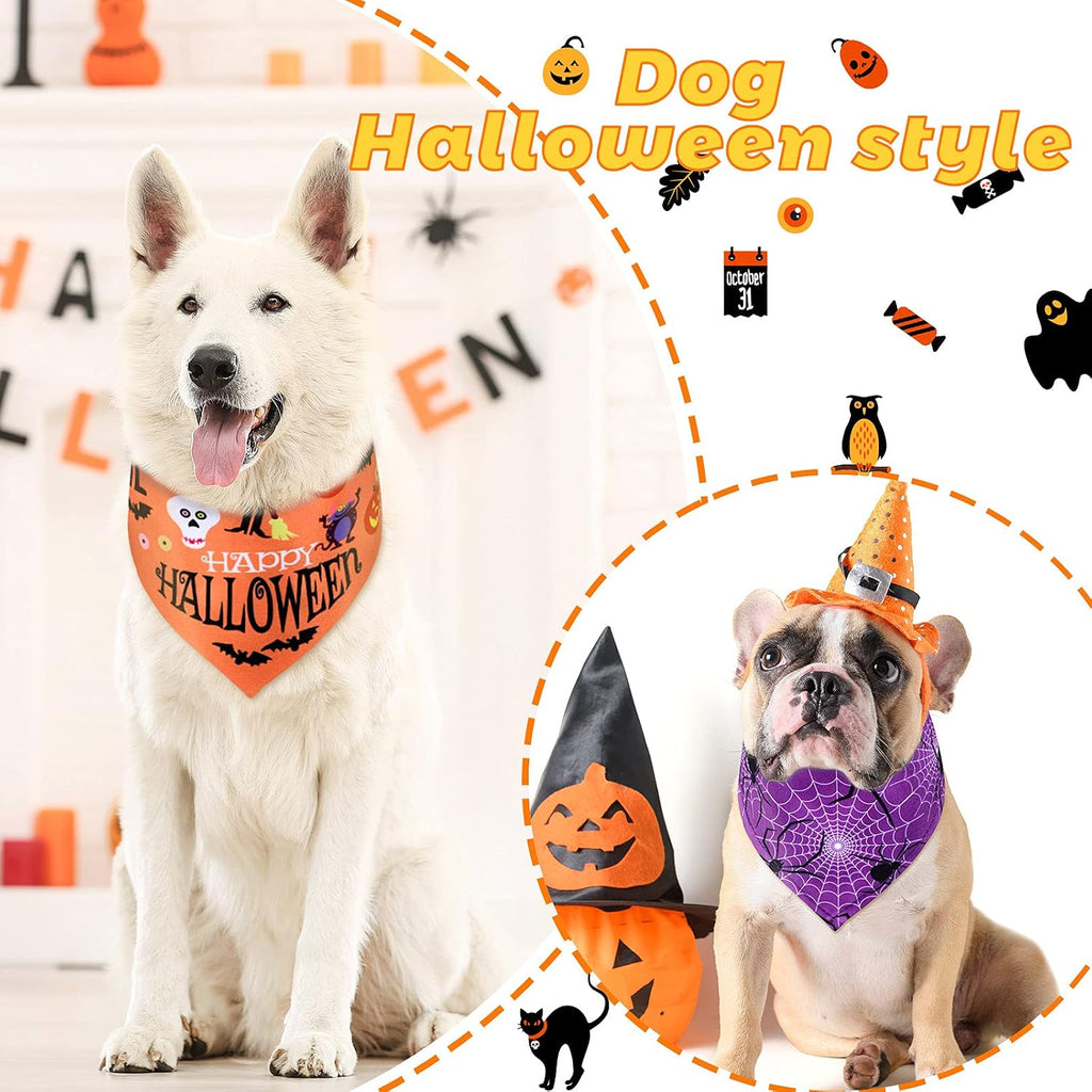 12 pieces Halloween dogs bandanas adjustable triangle bandana with bat ghost pumpkin patterns for Halloween puppy cat costume pet apparel accessories - view 5