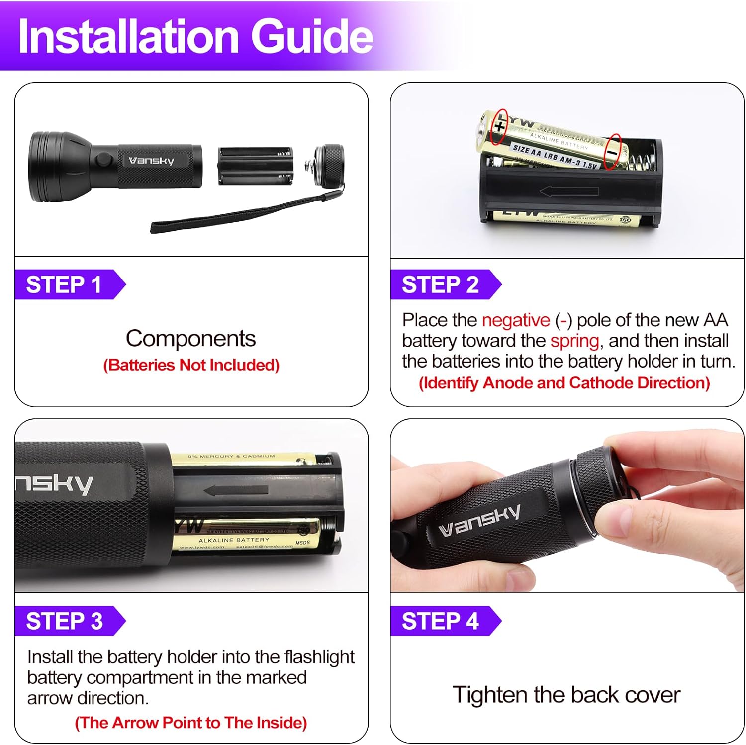 Vansky UV Flashlight Black Light, 51 LED Blacklight Pet Urine Detector for Dog/Cat Urine, Dry Stains, Bed Bug, Resin Curing, Scorpions Finder - view 7