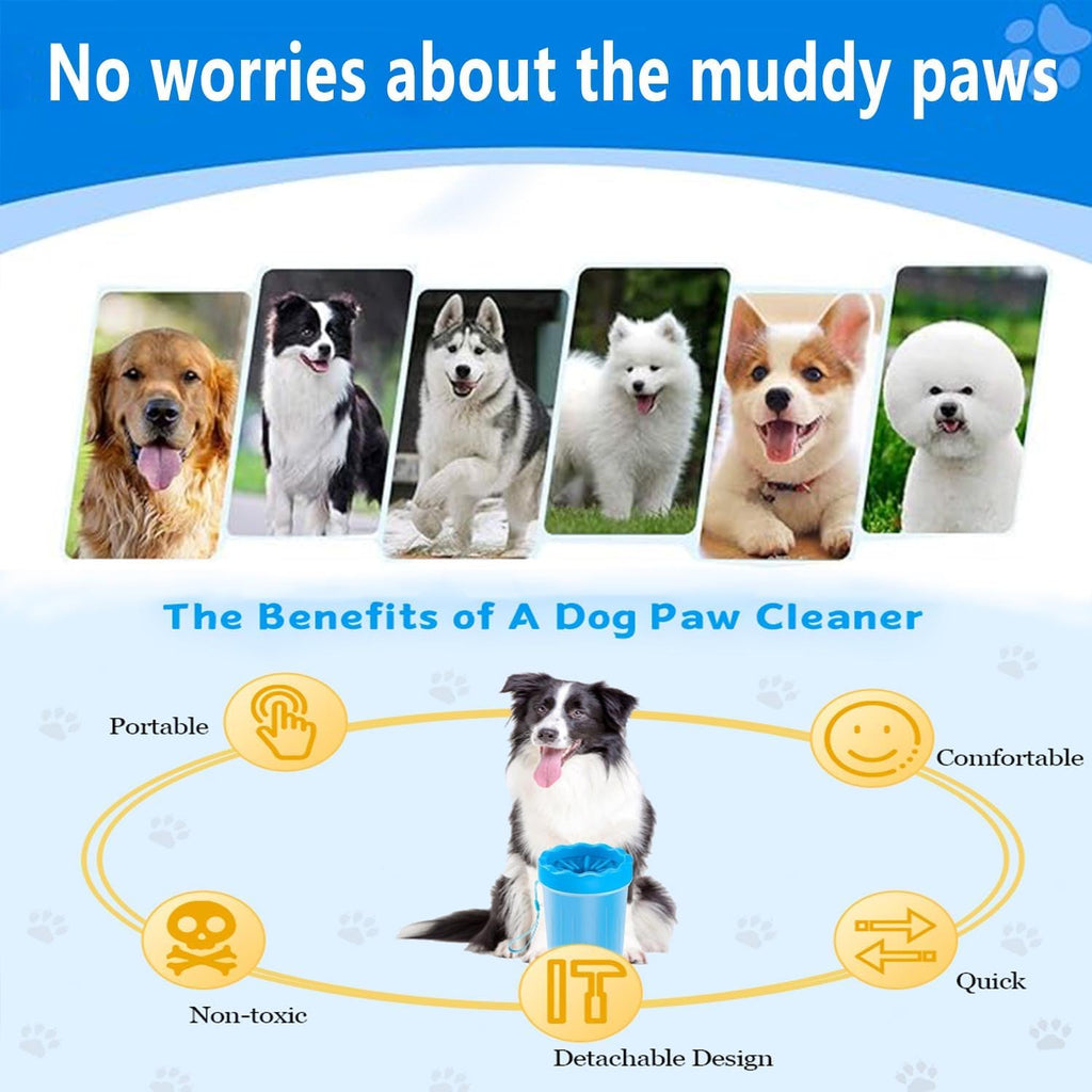 Dog Paw Cleaner,Washer,Pets Foot wash Cup-Pet Foot Cleaner for Small Medium Large Breed Dogs/Cats Pet Clean Paws Miracle Portable Tool(with 1 Towel& 1Brush) Blue - view 5