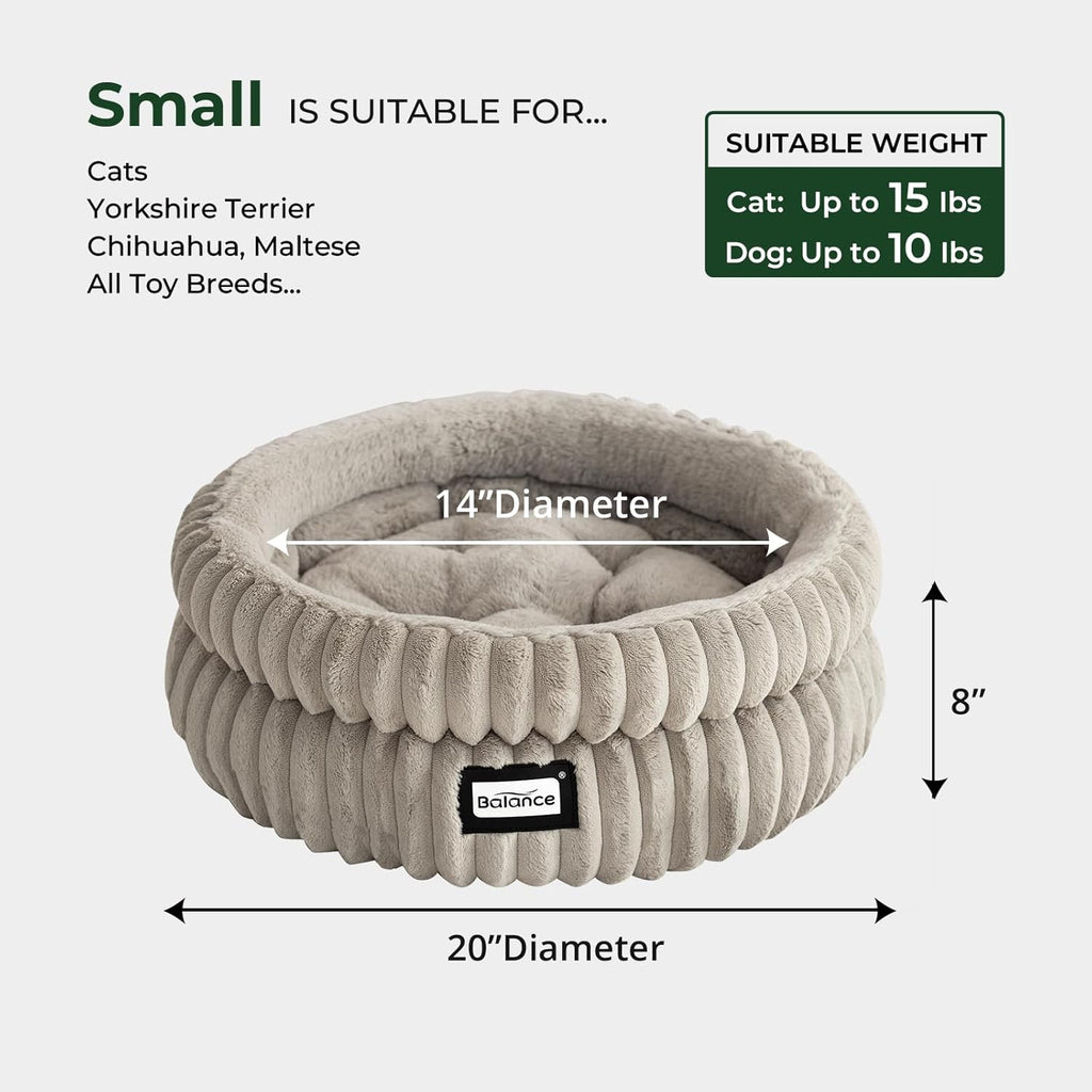 Cat Bed Kitten Bed, Washable Round Cat Beds for Indoor Cats,Super Soft Plush Faux Fur Pet Bed for Puppy and Kitten with Anti-Slip Bottom - view 5