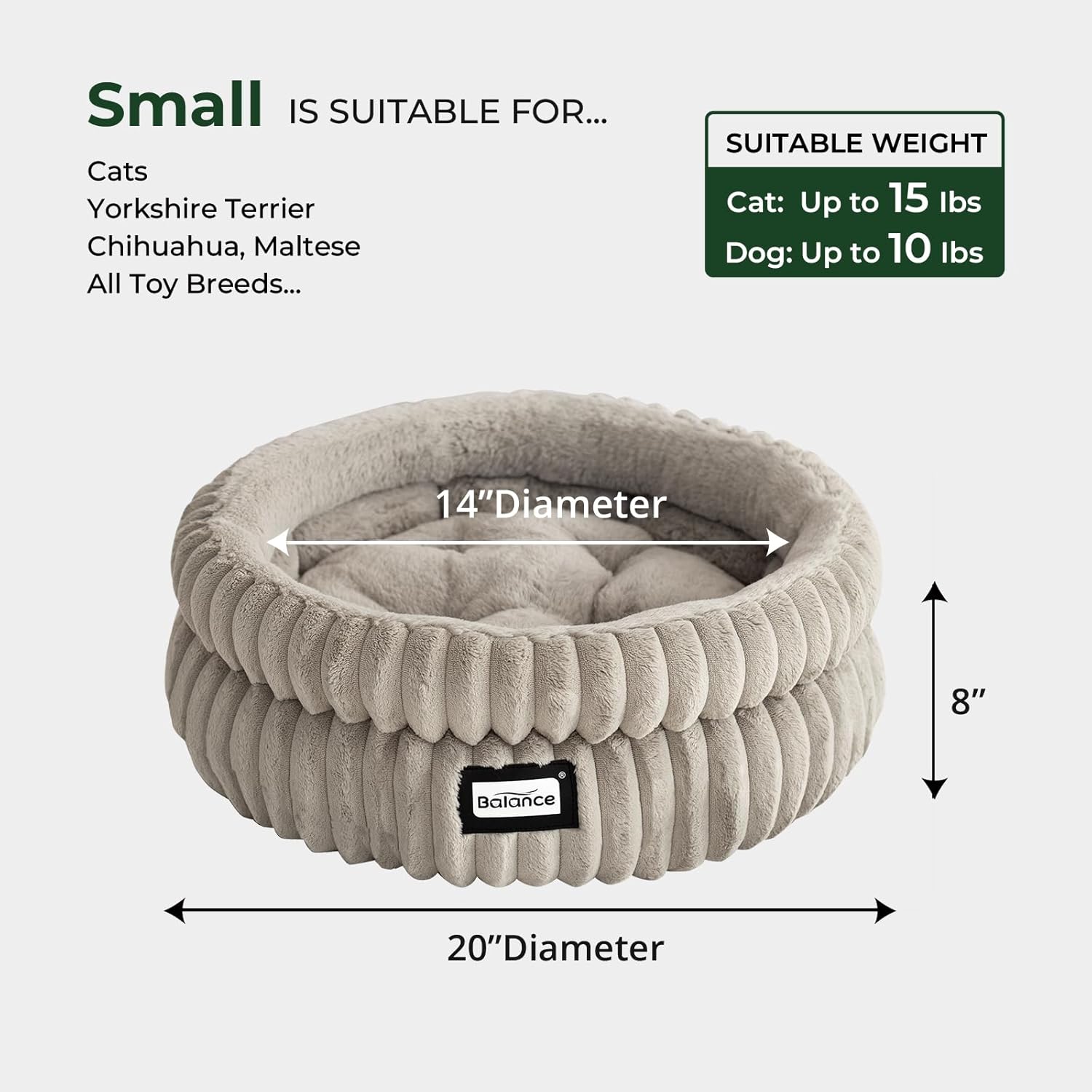 Cat Bed Kitten Bed, Washable Round Cat Beds for Indoor Cats,Super Soft Plush Faux Fur Pet Bed for Puppy and Kitten with Anti-Slip Bottom - view 5