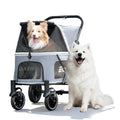 Dog Stroller for Large Dogs, 135lbs Weight Extra Large Pet Stroller, 4 Wheels Cats & Dogs Carrier with Brakes, Breathable Mesh Windows & Pocket, Gray