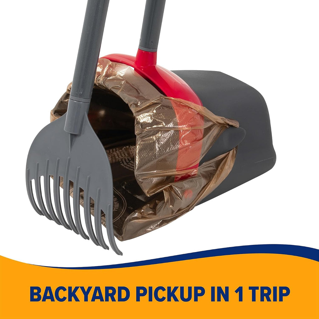 Pooper scooper for extra large dogs heavy duty, outside yard dog poop scoop pet waste clean up with bag attachment - 2 waste bags included | includes 2 waste bags plus an attachment to hold them, keeps hands clean while picking up after pets - view 7