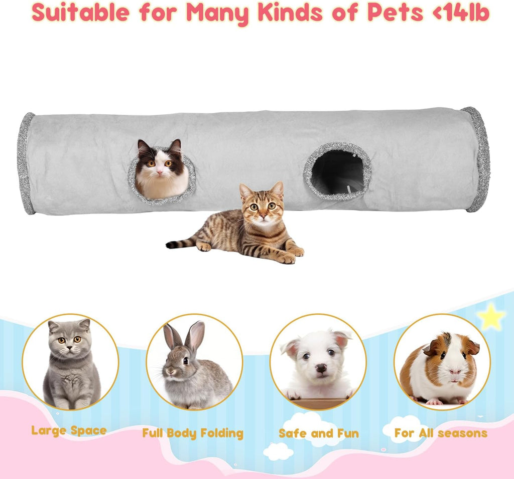 Cat Tunnels for Indoor Cats 51 Inch Collapsible Play Tube Peek Holes Toys | Collapsible cat tunnel play tube peek holes toys indoor active kittens big cats hideout crawl portable easy storage - view 4