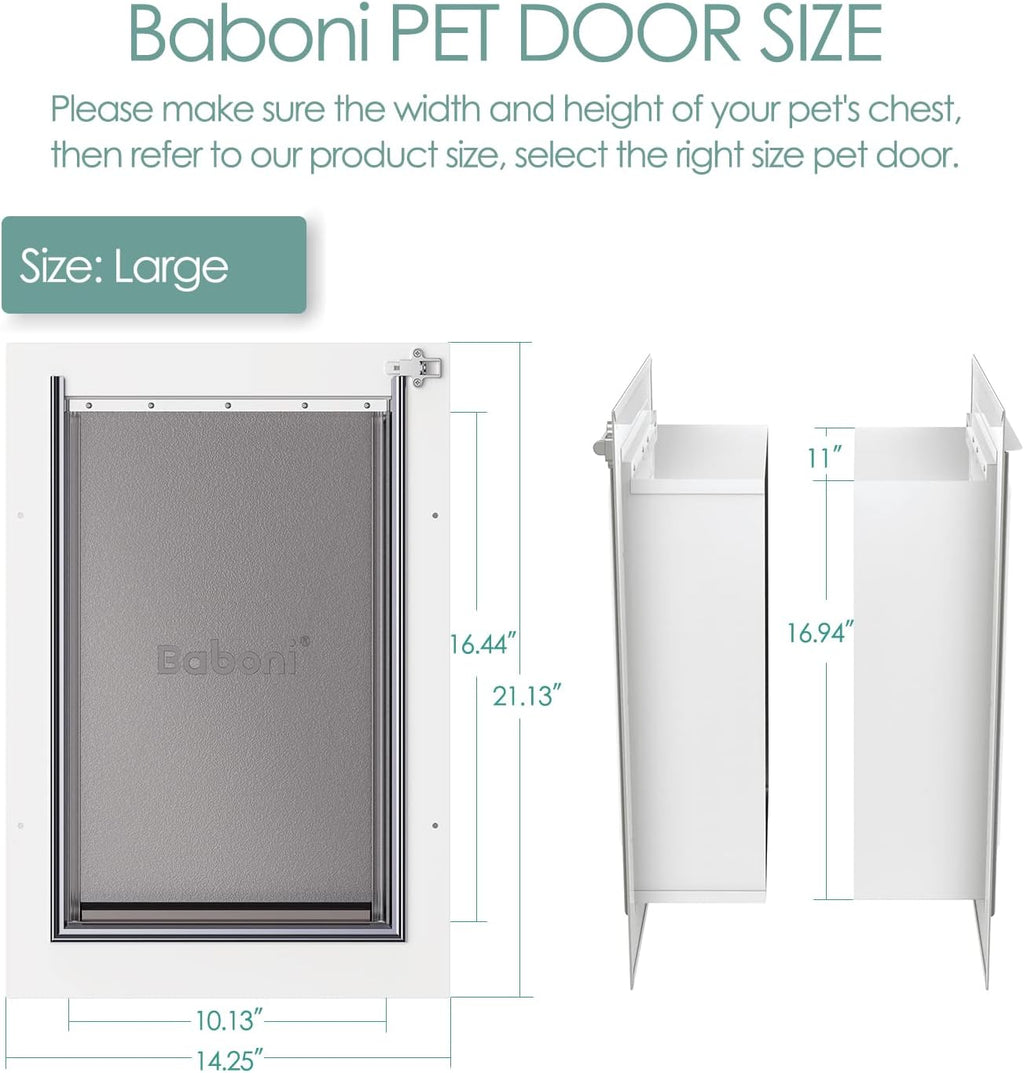 Pet Door for Wall,3-Flap,Steel Frame and Telescoping Tunnel, Aluminum Lock, Double Flap Dog Door and Cat Door, Strong and Durable (Pets Up to 100 Lb) -Large - view 5