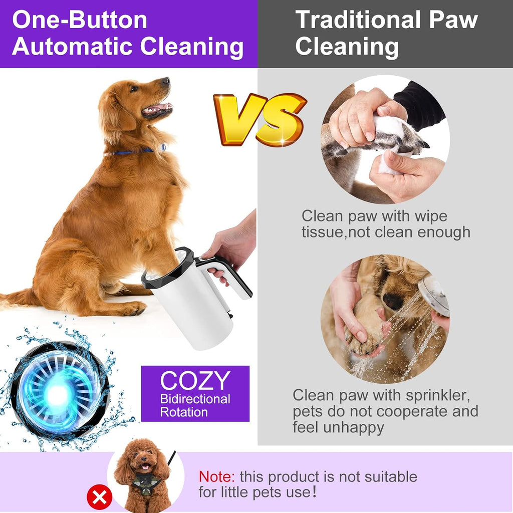 Rechargeable Automatic Dog Paw Cleaner, 2 in 1 Portable Dog Paw Washer Cup | Pet Paw Cleaner with Soft Silicone Brush, 7.4V High Power, Dog Foot Washer Suitable for Big Dog/Cat Grooming, Black - view 3