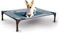 Outdoor elevated dog bed - cooling raised dog bed for small & medium pets, breathable mesh center hammock design, indoor/outdoor washable cover, portable metal frame, gray, medium 32x25in