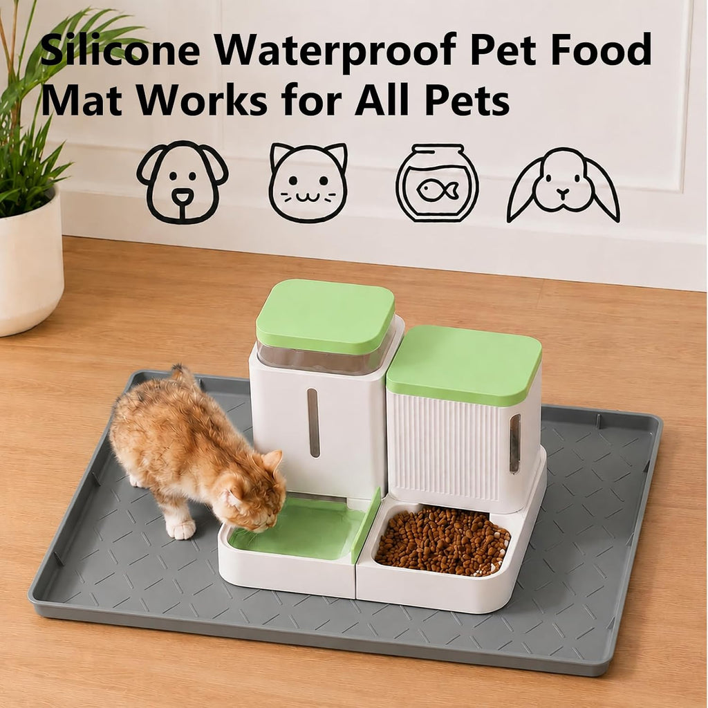 Silicone Waterproof Mat for Dog & Cat Food Mat 19"X12" | BPA-Free Non-Slip Pet Feeding Mat, Dog Food Tray for Food & Water Bowls, Protect Floor Against Spills, Dark Grey - view 3