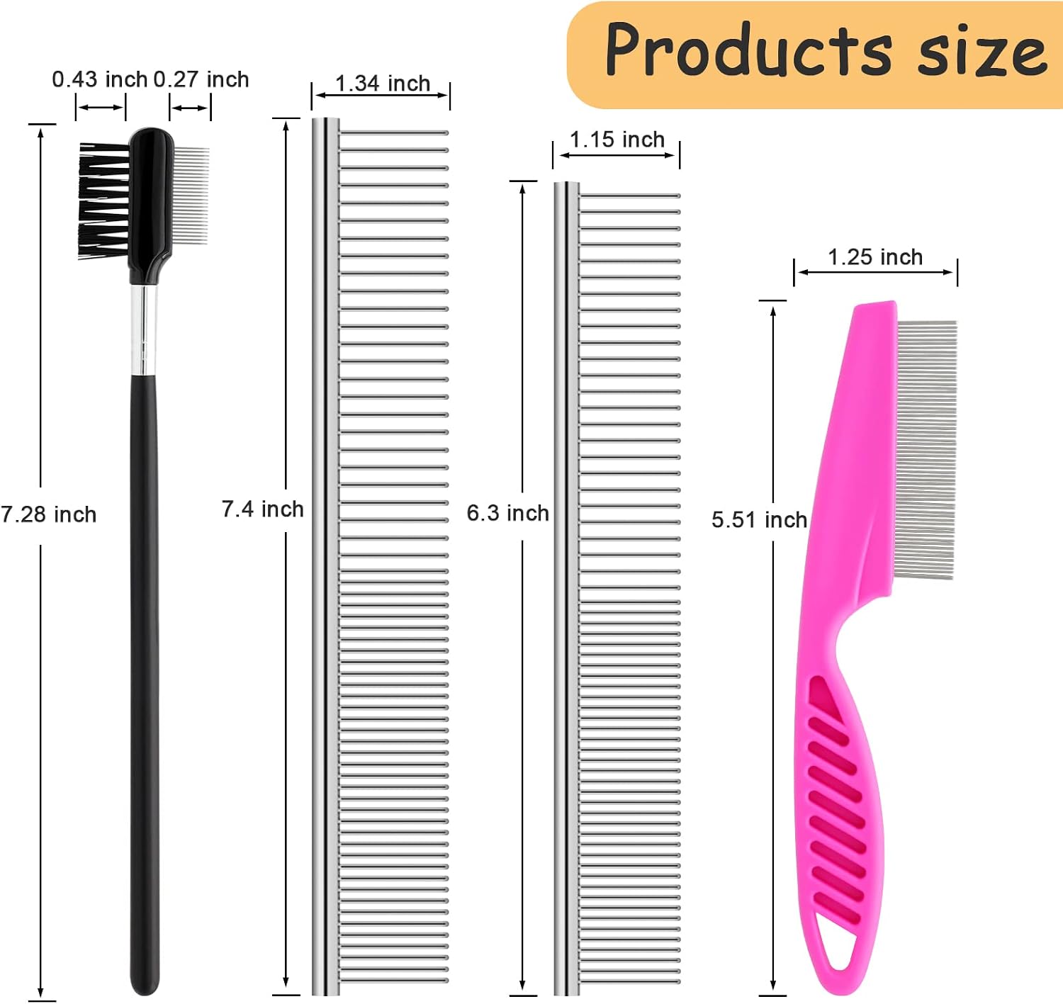 10 Pack Flea Comb for Dogs Cats, Stainless Steel Grooming Combs | Eye Comb for Pets, Tear Stain Remover with Rounded Teeth - view 2