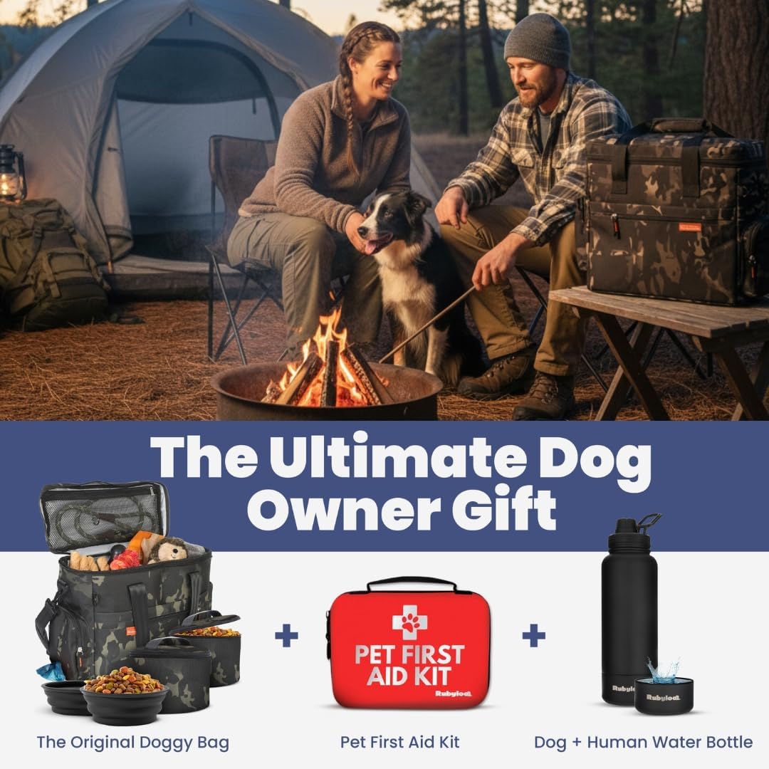 Dog travel bag for supplies with travel bowls | 2 BPA-free collapsible bowls, 2 pet food containers, TSA-ready, road trips, camping, weekend getaways, doggy gift, camo - view 7