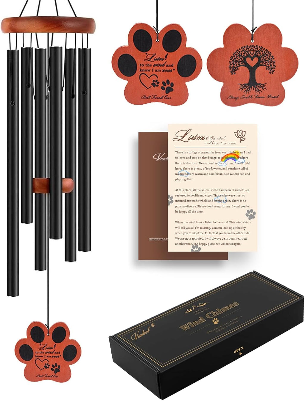 Pet Memorial Wind Chime, 28" Dog Memorial Gifts for Loss of Dog, Pet Loss Sympathy Bereavement Remembrance Gift