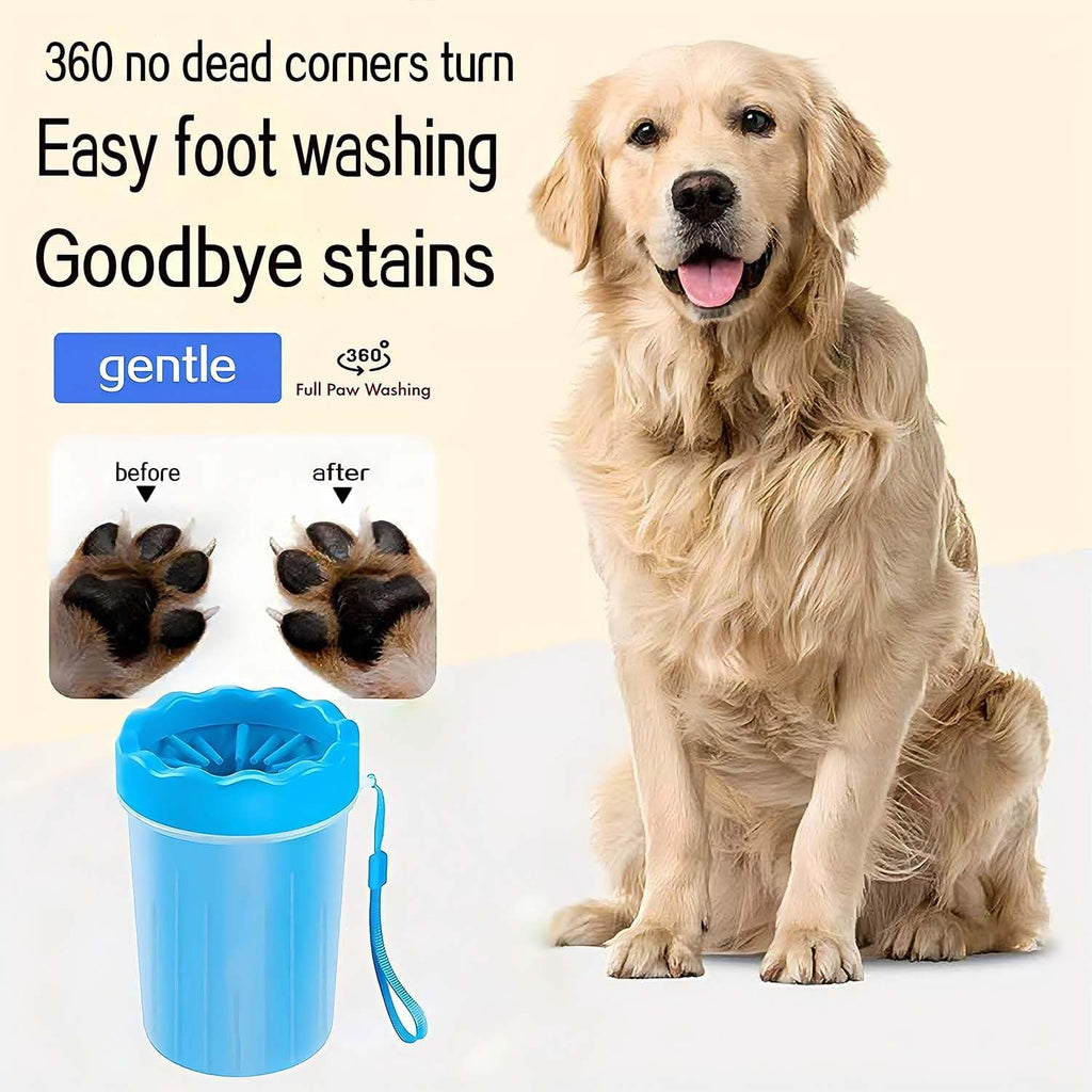 Dog Paw Cleaner,Washer,Pets Foot wash Cup-Pet Foot Cleaner for Small Medium Large Breed Dogs/Cats Pet Clean Paws Miracle Portable Tool(with 1 Towel& 1Brush) Blue - view 3