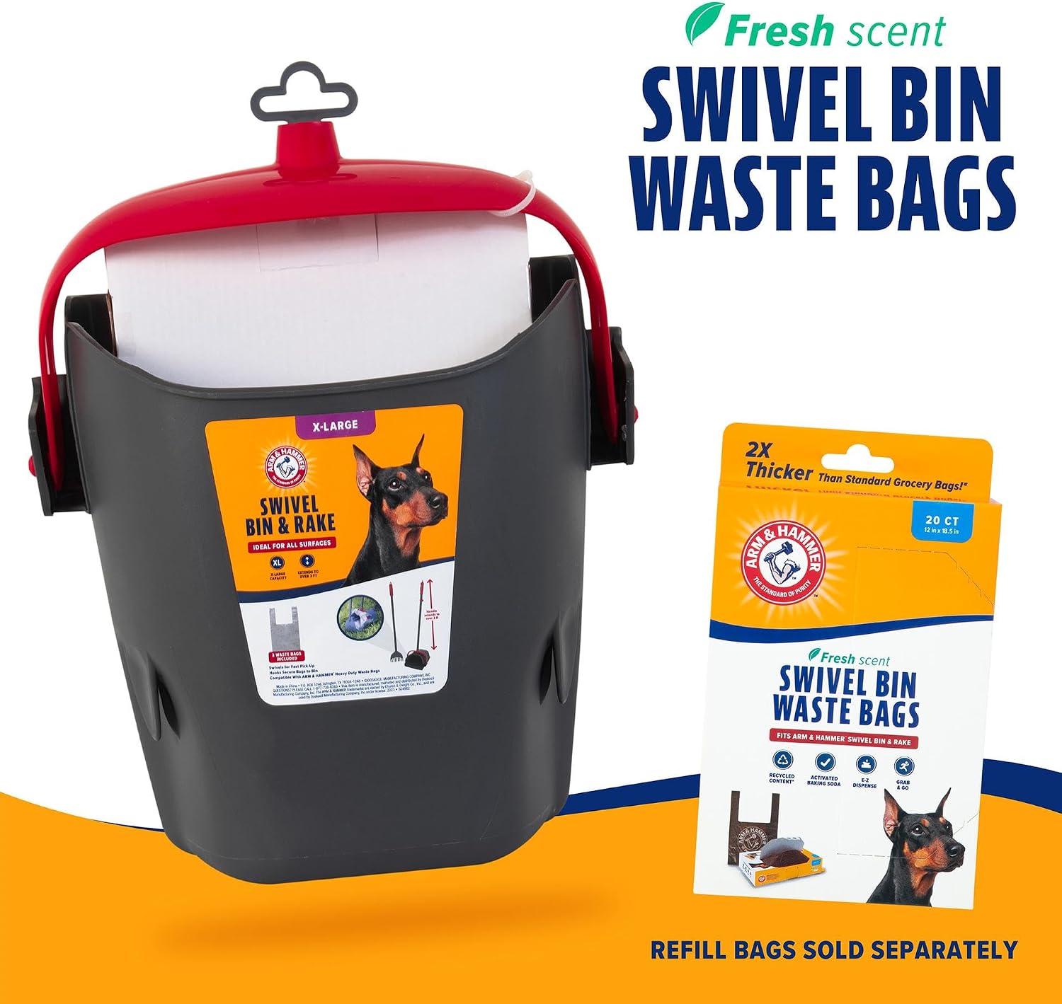 Pooper scooper for extra large dogs heavy duty, outside yard dog poop scoop pet waste clean up with bag attachment - 2 waste bags included | includes 2 waste bags plus an attachment to hold them, keeps hands clean while picking up after pets - view 8