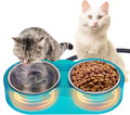 ​Heated Water Bowl for Cats - 48Oz Outdoor Heated Pet Dog Bowl with 2 Stainless Steel Bowl, Thermostatic Control for Keeping Water and Food from Freezing in Winter Cat Gifts
