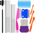10 Pack Flea Comb for Dogs Cats, Stainless Steel Grooming Combs | Eye Comb for Pets, Tear Stain Remover with Rounded Teeth