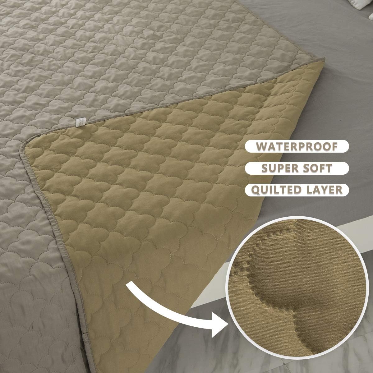 Dog Bed Cover Washable Pee Pads Dog Blankets for Puppy Large Dog Cat,Sofa Reversible Changing Pad Reusable 1 Piece（68"x82",Beige+Sand+Sand） - view 4